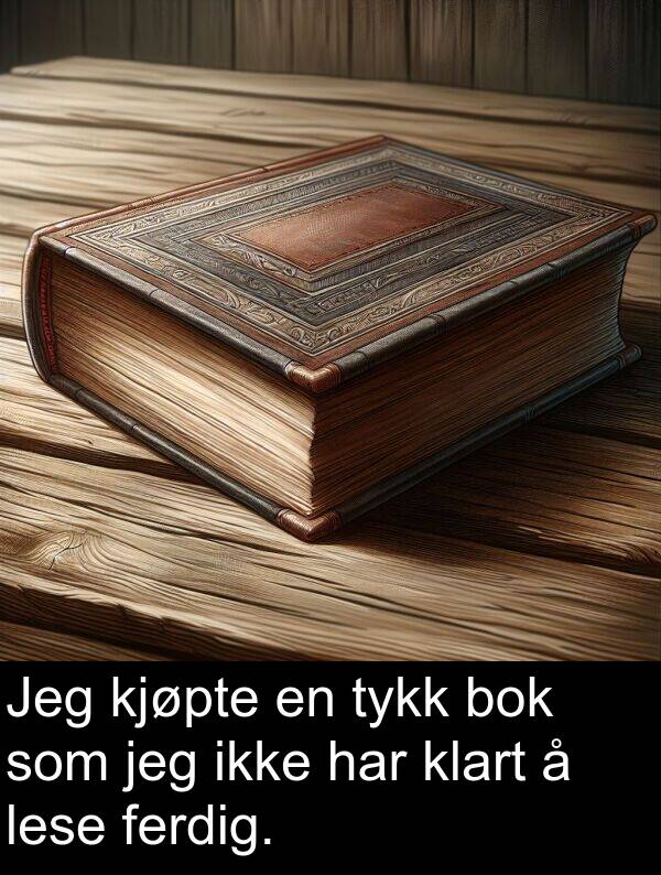 ferdig: Jeg kjøpte en tykk bok som jeg ikke har klart å lese ferdig.