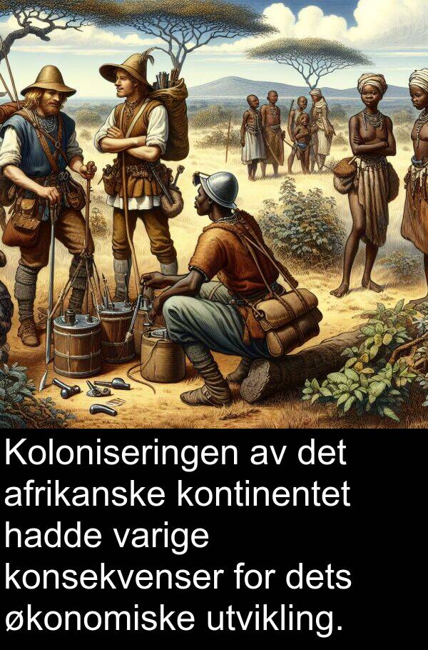 dets: Koloniseringen av det afrikanske kontinentet hadde varige konsekvenser for dets økonomiske utvikling.