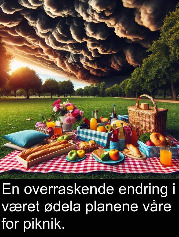 planene: En overraskende endring i været ødela planene våre for piknik.