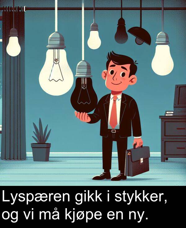 kjøpe: Lyspæren gikk i stykker, og vi må kjøpe en ny.