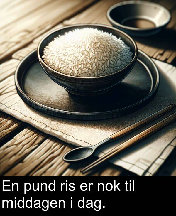dag: En pund ris er nok til middagen i dag.