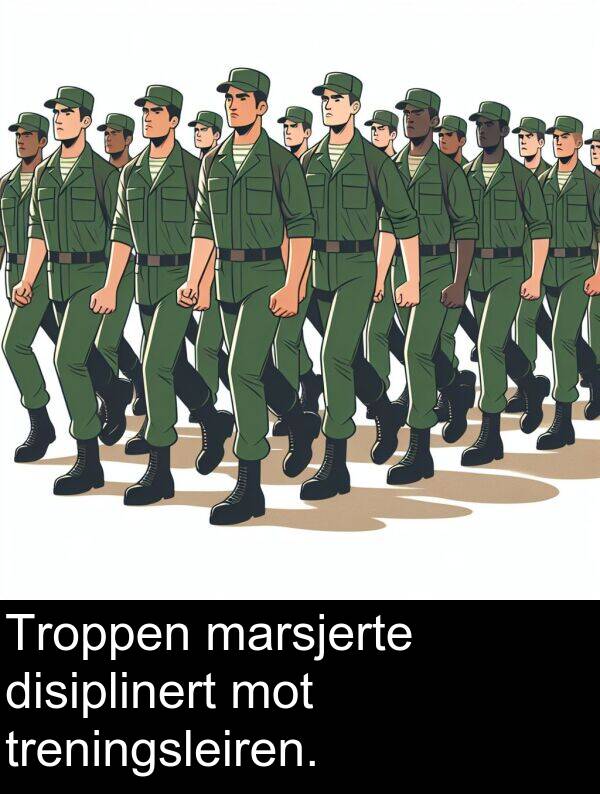 disiplinert: Troppen marsjerte disiplinert mot treningsleiren.