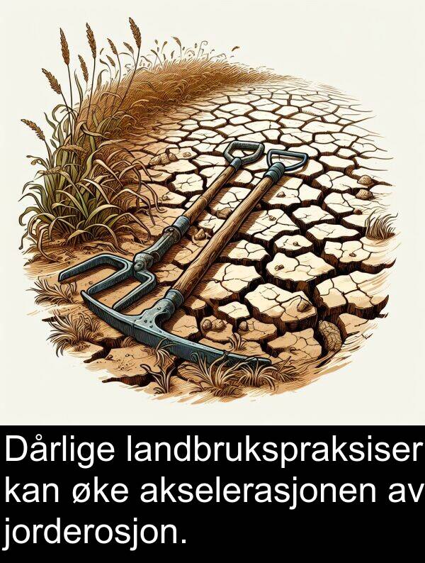 øke: Dårlige landbrukspraksiser kan øke akselerasjonen av jorderosjon.
