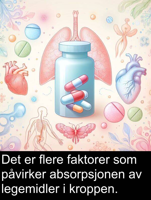 faktorer: Det er flere faktorer som påvirker absorpsjonen av legemidler i kroppen.