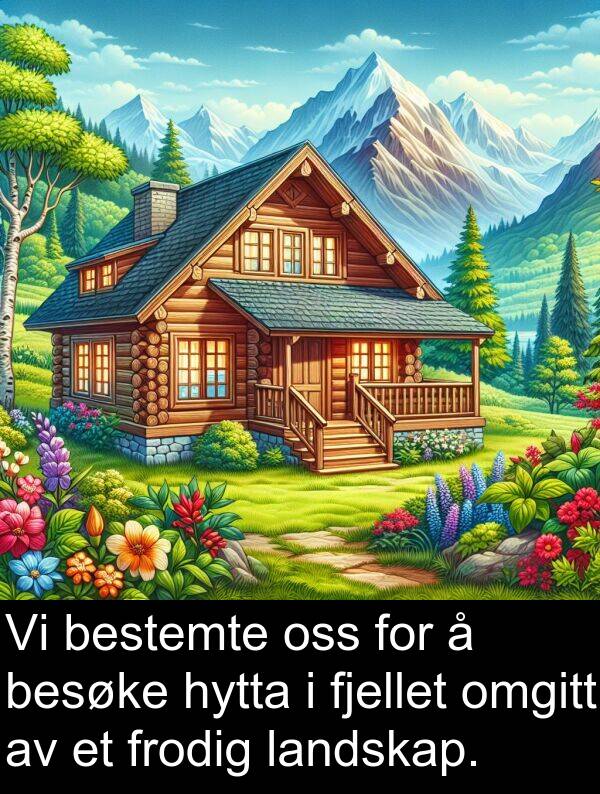 frodig: Vi bestemte oss for å besøke hytta i fjellet omgitt av et frodig landskap.