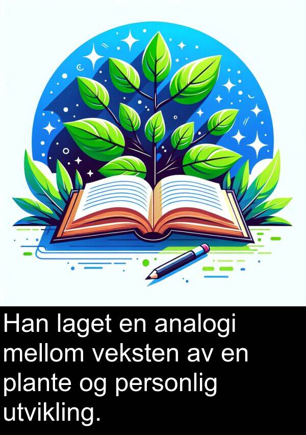 plante: Han laget en analogi mellom veksten av en plante og personlig utvikling.