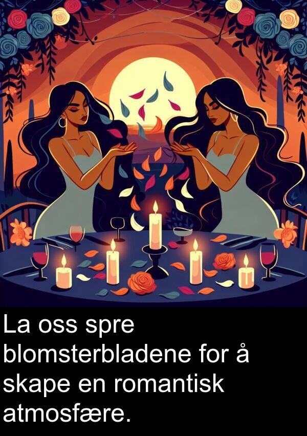 oss: La oss spre blomsterbladene for å skape en romantisk atmosfære.