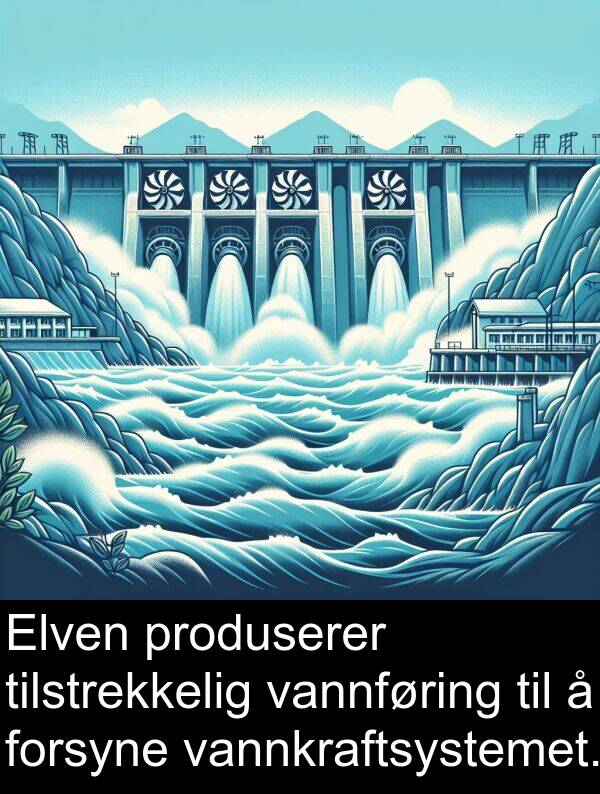 vannføring: Elven produserer tilstrekkelig vannføring til å forsyne vannkraftsystemet.