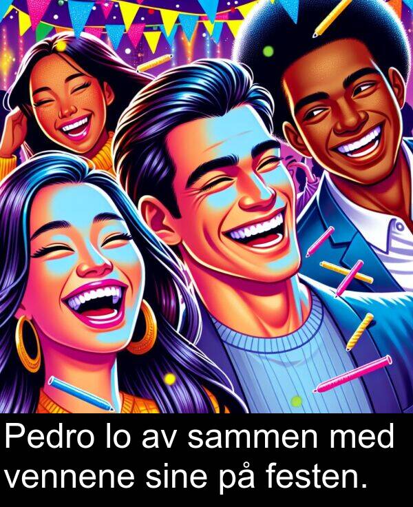 festen: Pedro lo av sammen med vennene sine på festen.