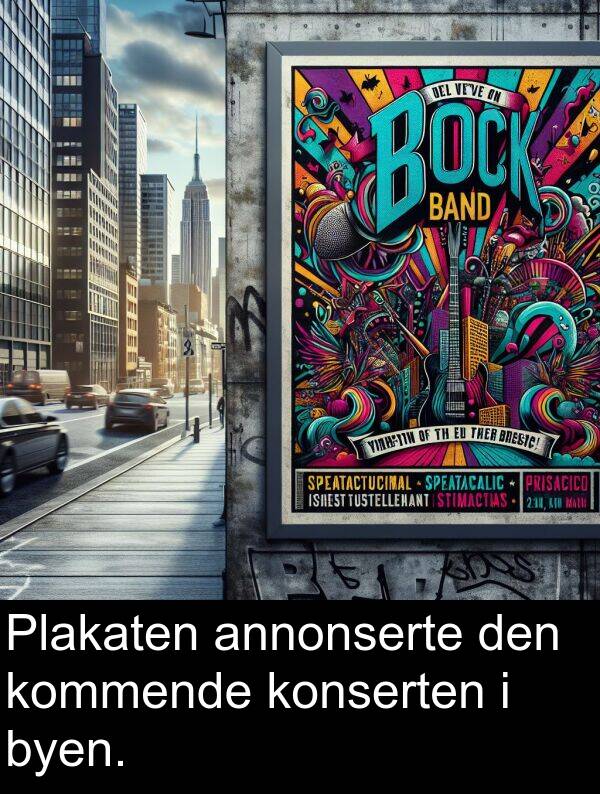 annonserte: Plakaten annonserte den kommende konserten i byen.