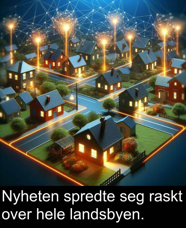 over: Nyheten spredte seg raskt over hele landsbyen.