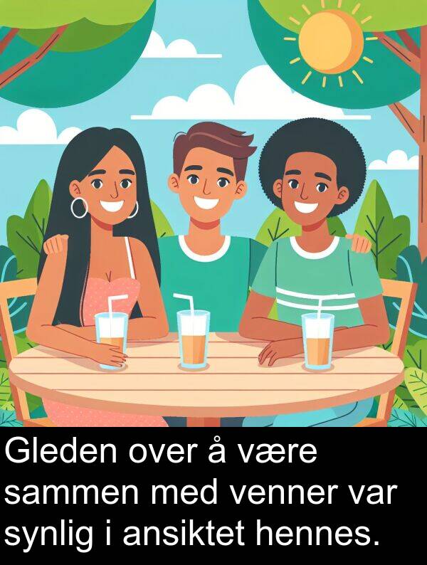 venner: Gleden over å være sammen med venner var synlig i ansiktet hennes.