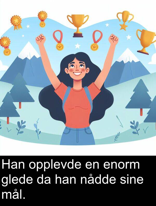 opplevde: Han opplevde en enorm glede da han nådde sine mål.