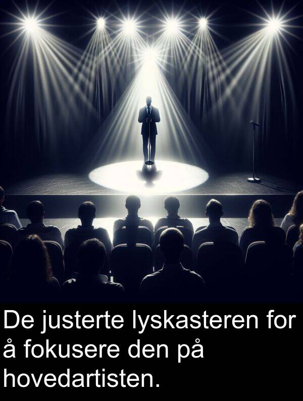 justerte: De justerte lyskasteren for å fokusere den på hovedartisten.