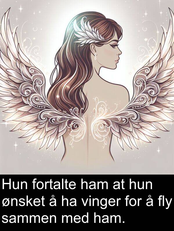fly: Hun fortalte ham at hun ønsket å ha vinger for å fly sammen med ham.