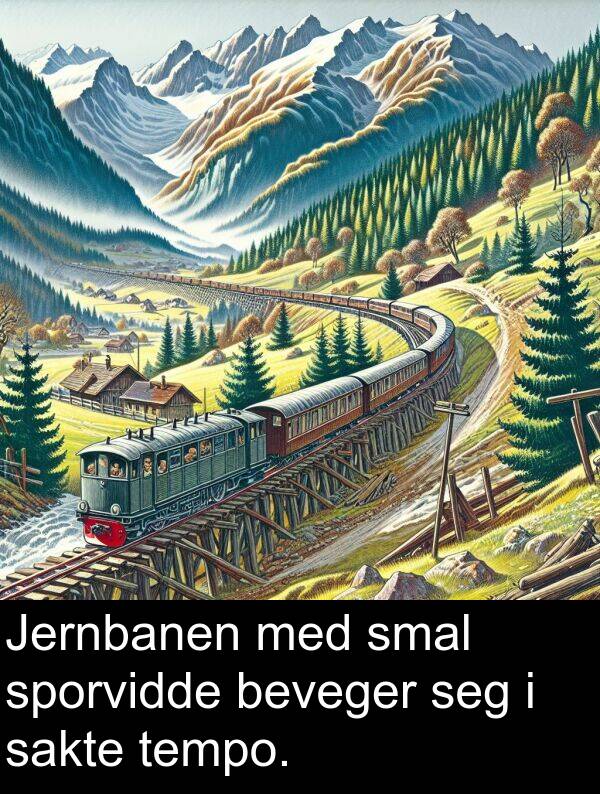 beveger: Jernbanen med smal sporvidde beveger seg i sakte tempo.
