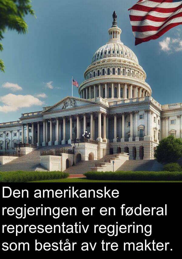 regjering: Den amerikanske regjeringen er en føderal representativ regjering som består av tre makter.