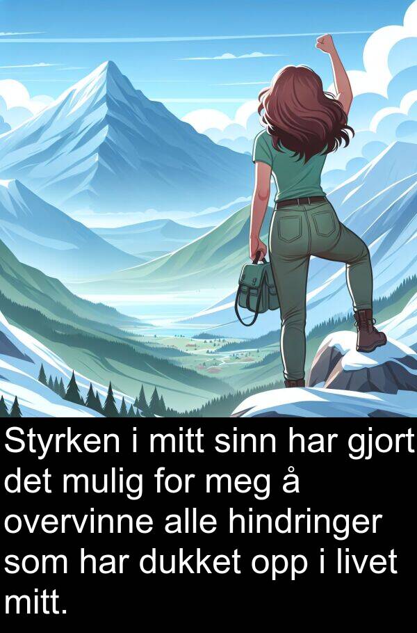 dukket: Styrken i mitt sinn har gjort det mulig for meg å overvinne alle hindringer som har dukket opp i livet mitt.