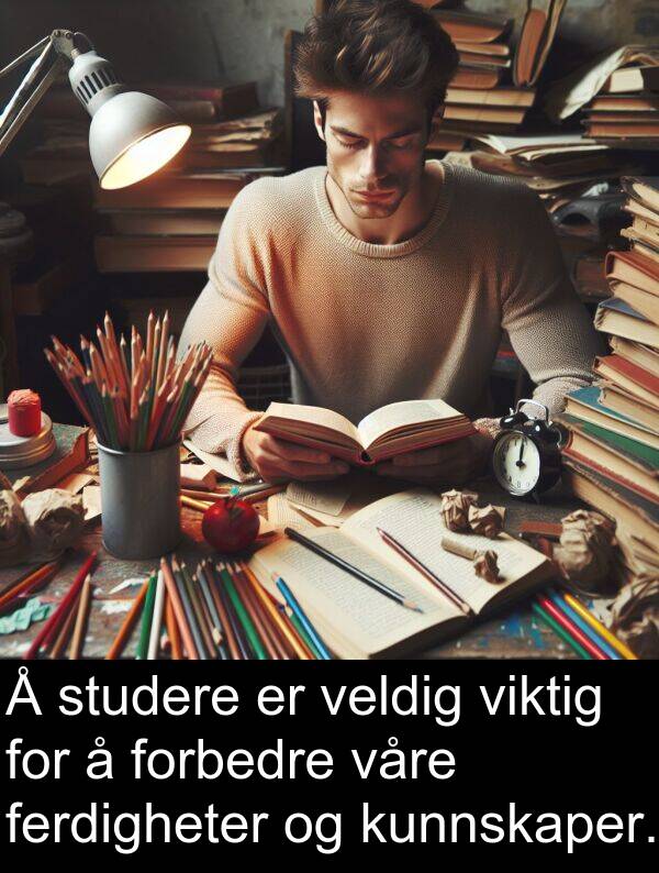 forbedre: Å studere er veldig viktig for å forbedre våre ferdigheter og kunnskaper.