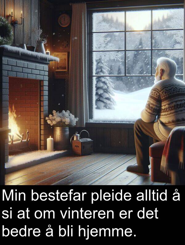 hjemme: Min bestefar pleide alltid å si at om vinteren er det bedre å bli hjemme.