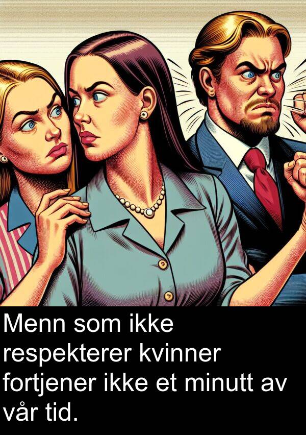respekterer: Menn som ikke respekterer kvinner fortjener ikke et minutt av vår tid.