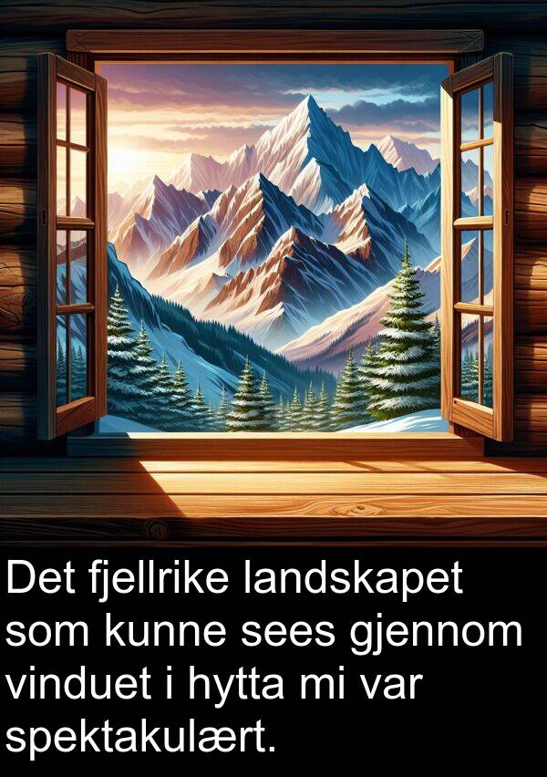 sees: Det fjellrike landskapet som kunne sees gjennom vinduet i hytta mi var spektakulært.