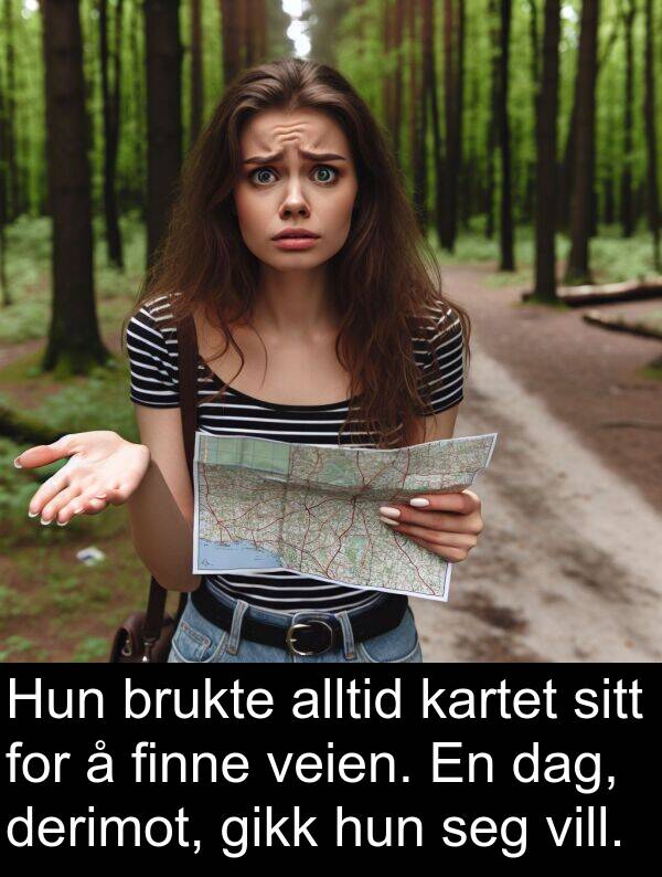 finne: Hun brukte alltid kartet sitt for å finne veien. En dag, derimot, gikk hun seg vill.