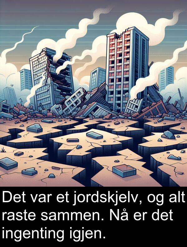 raste: Det var et jordskjelv, og alt raste sammen. Nå er det ingenting igjen.