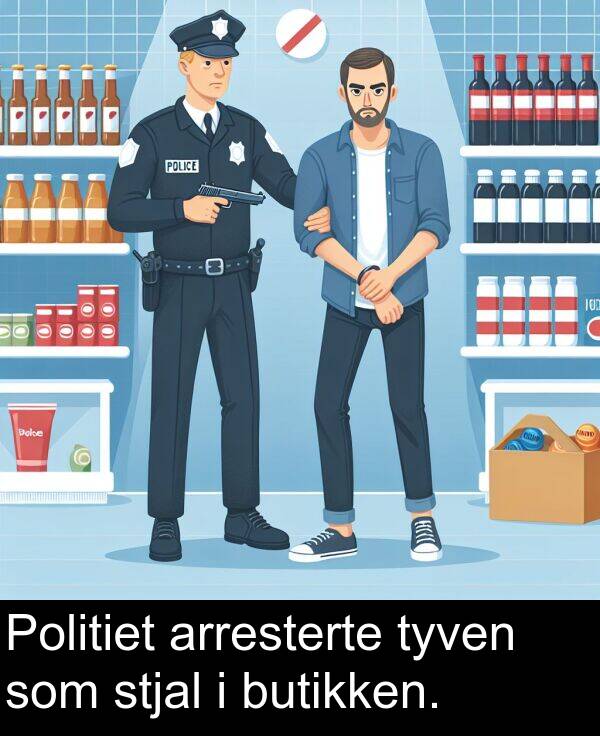 stjal: Politiet arresterte tyven som stjal i butikken.