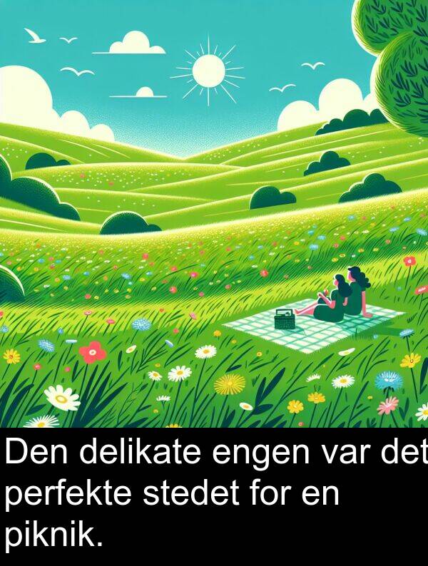 perfekte: Den delikate engen var det perfekte stedet for en piknik.