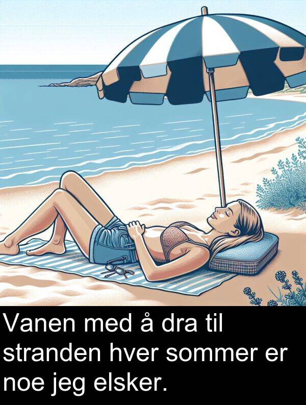dra: Vanen med å dra til stranden hver sommer er noe jeg elsker.