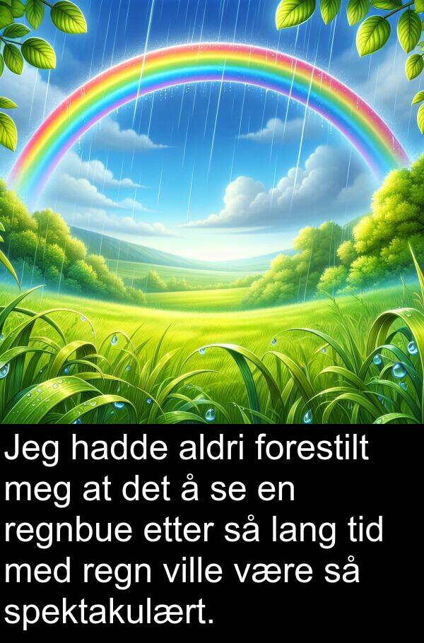 regn: Jeg hadde aldri forestilt meg at det å se en regnbue etter så lang tid med regn ville være så spektakulært.