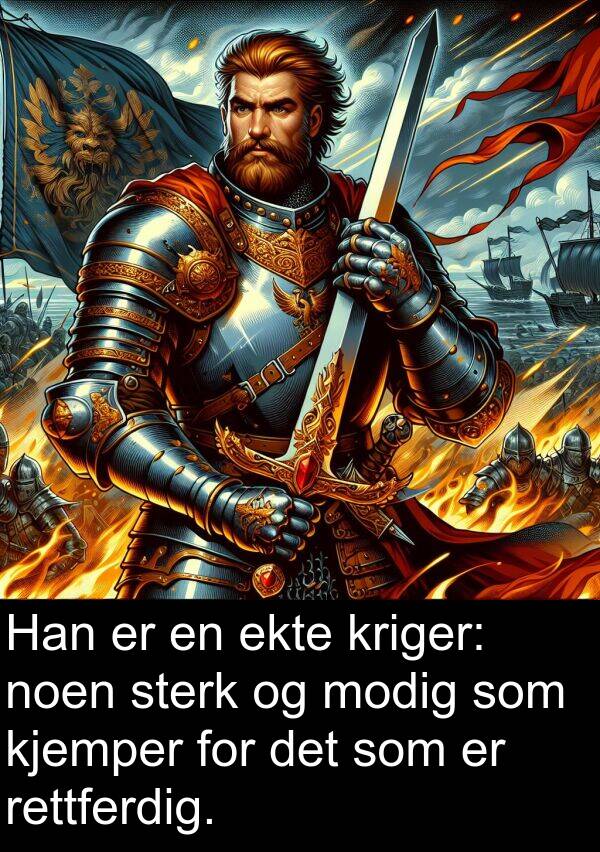 modig: Han er en ekte kriger: noen sterk og modig som kjemper for det som er rettferdig.