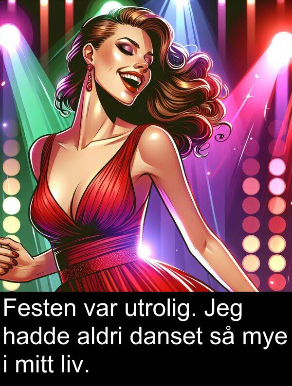 utrolig: Festen var utrolig. Jeg hadde aldri danset så mye i mitt liv.