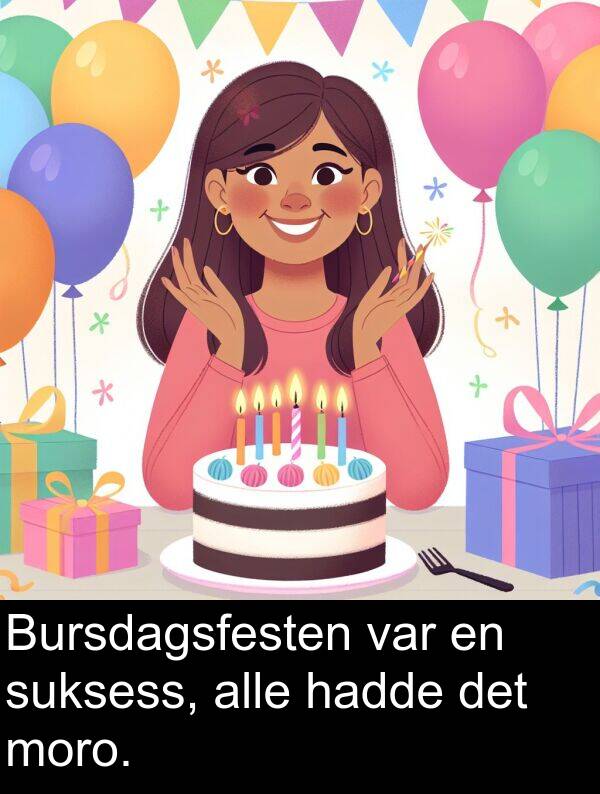 moro: Bursdagsfesten var en suksess, alle hadde det moro.