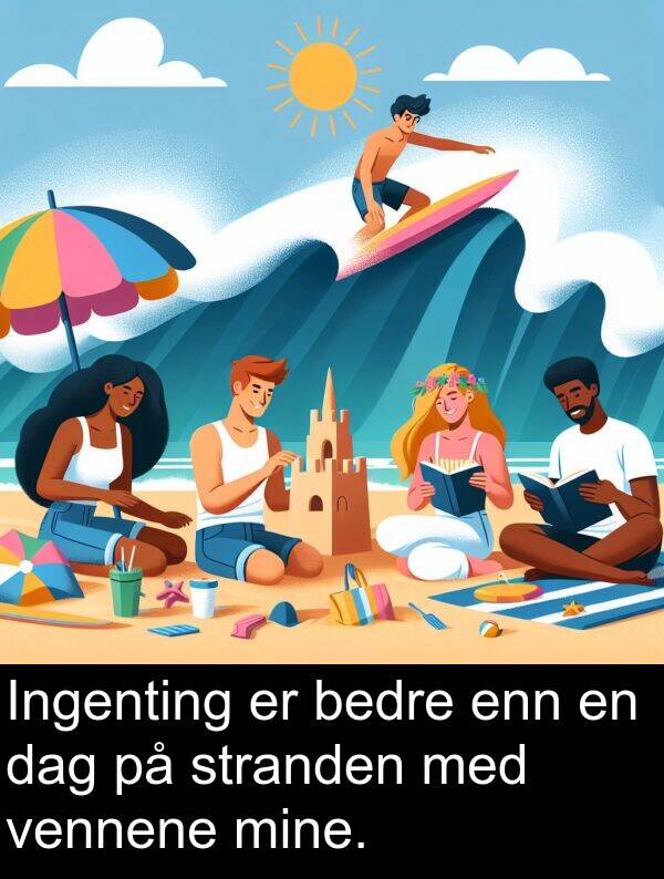 dag: Ingenting er bedre enn en dag på stranden med vennene mine.