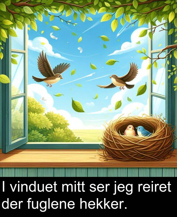 der: I vinduet mitt ser jeg reiret der fuglene hekker.