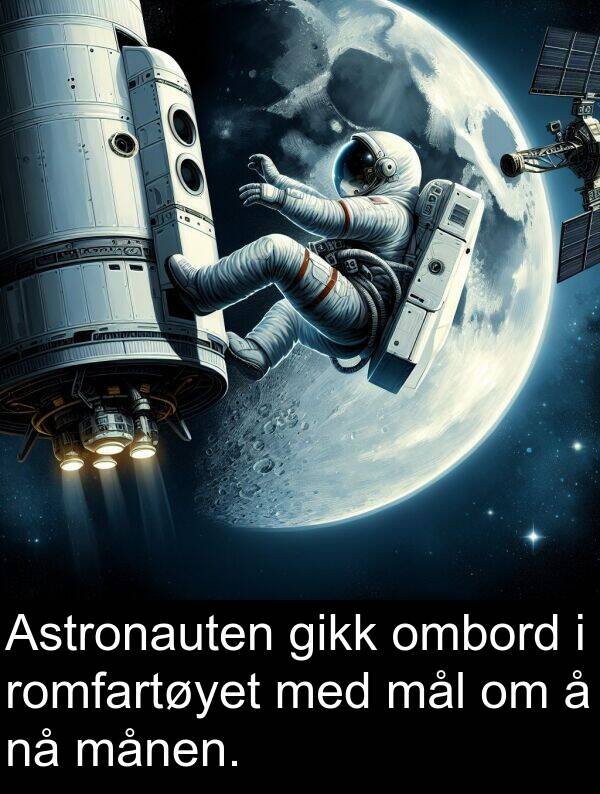ombord: Astronauten gikk ombord i romfartøyet med mål om å nå månen.