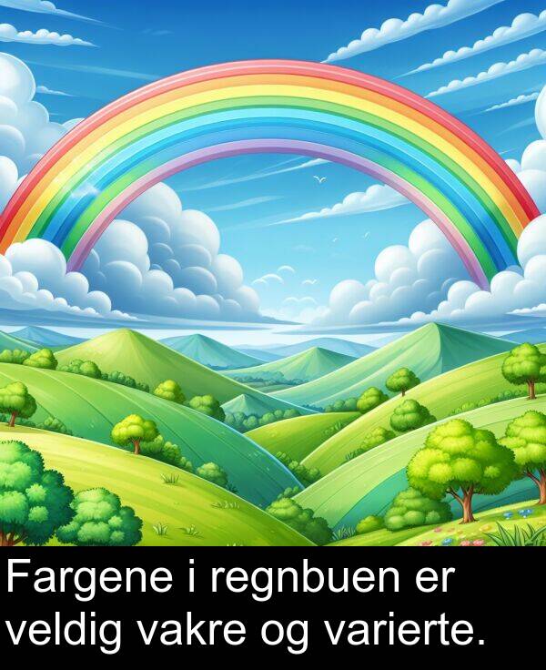 vakre: Fargene i regnbuen er veldig vakre og varierte.