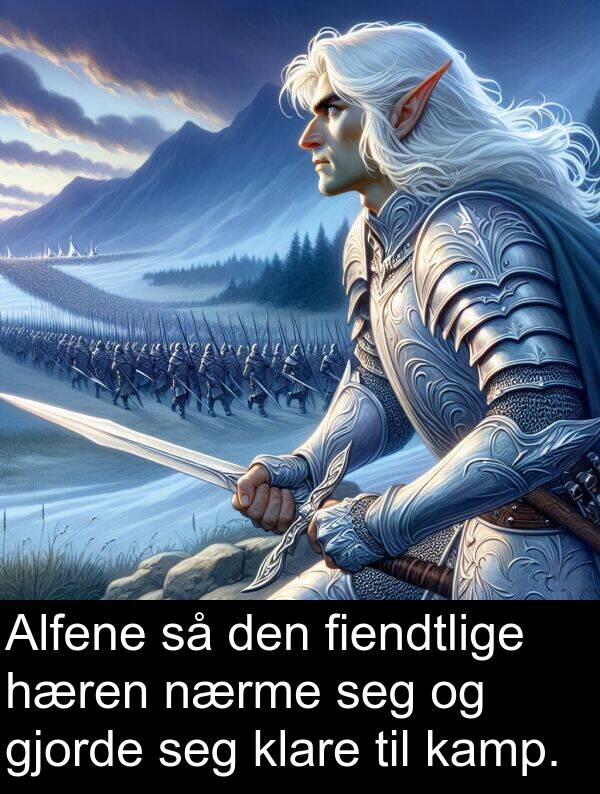 kamp: Alfene så den fiendtlige hæren nærme seg og gjorde seg klare til kamp.