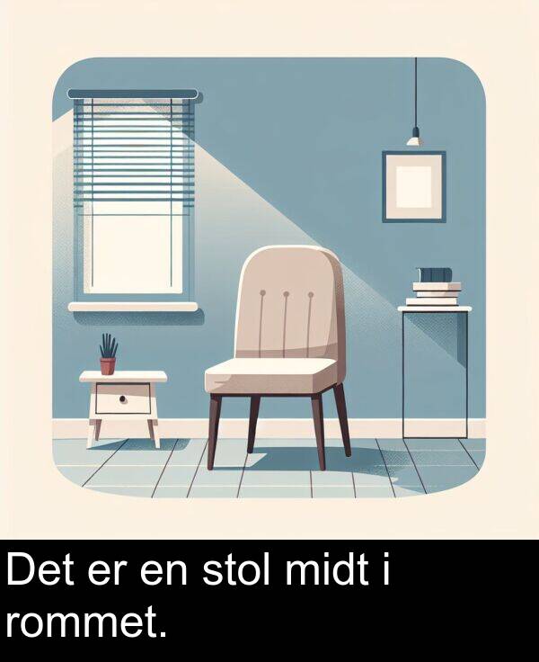stol: Det er en stol midt i rommet.