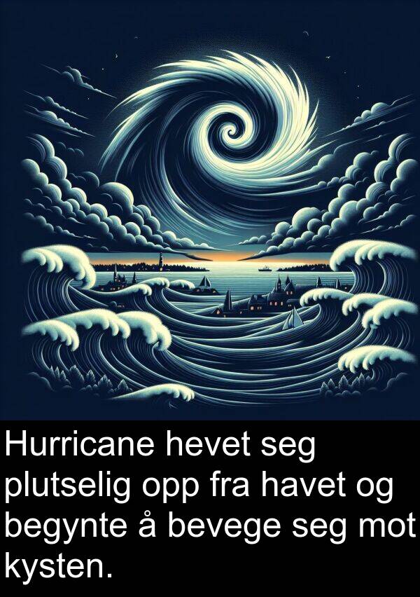 bevege: Hurricane hevet seg plutselig opp fra havet og begynte å bevege seg mot kysten.