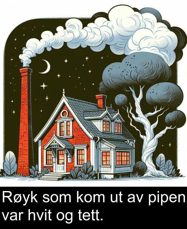 hvit: Røyk som kom ut av pipen var hvit og tett.
