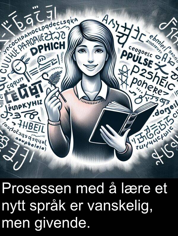 men: Prosessen med å lære et nytt språk er vanskelig, men givende.