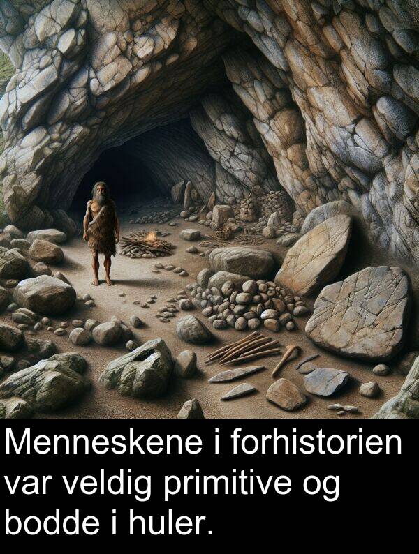 forhistorien: Menneskene i forhistorien var veldig primitive og bodde i huler.