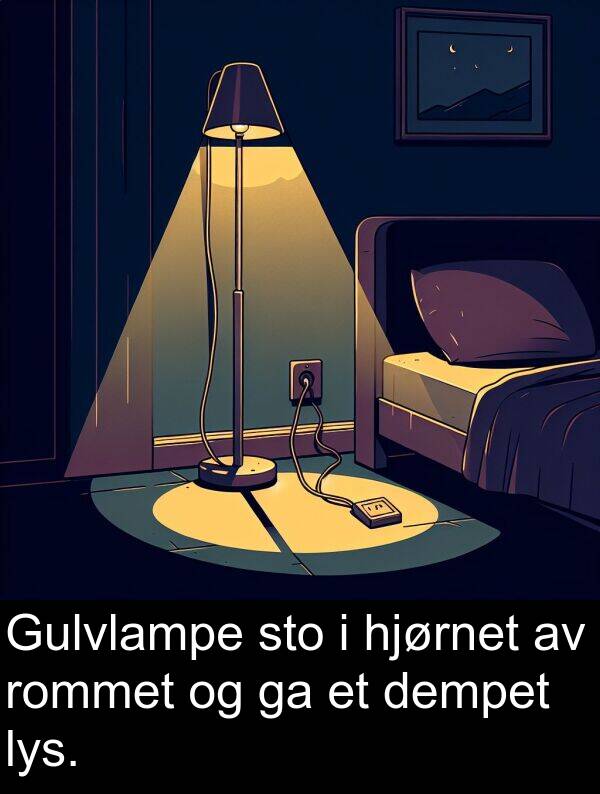 dempet: Gulvlampe sto i hjørnet av rommet og ga et dempet lys.