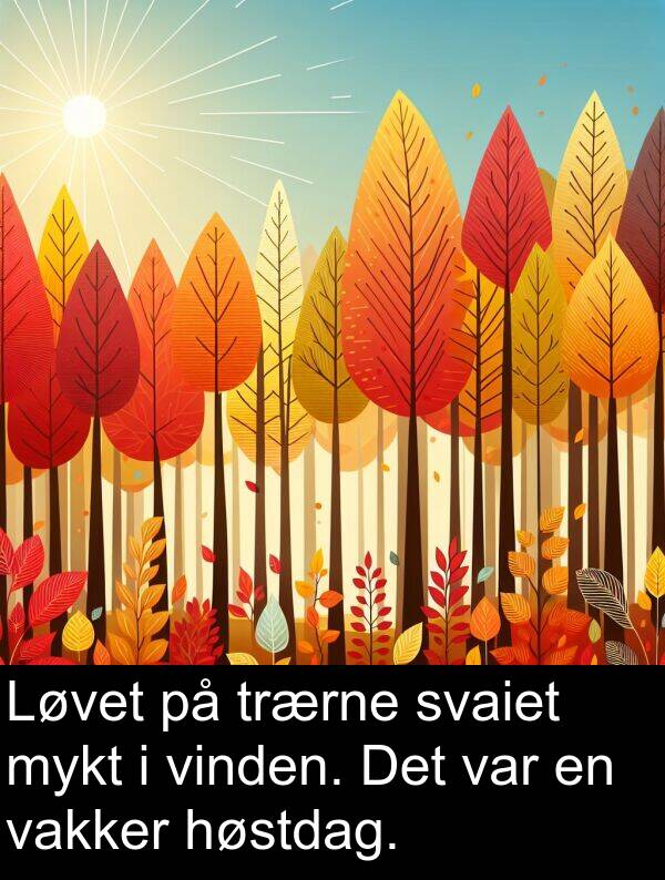 vakker: Løvet på trærne svaiet mykt i vinden. Det var en vakker høstdag.