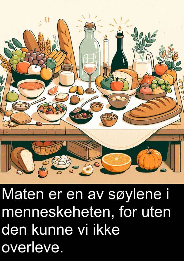 overleve: Maten er en av søylene i menneskeheten, for uten den kunne vi ikke overleve.
