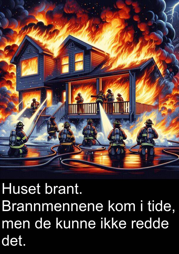 redde: Huset brant. Brannmennene kom i tide, men de kunne ikke redde det.