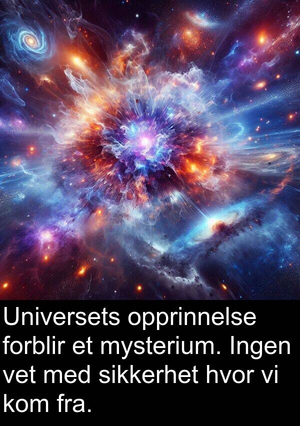 opprinnelse: Universets opprinnelse forblir et mysterium. Ingen vet med sikkerhet hvor vi kom fra.